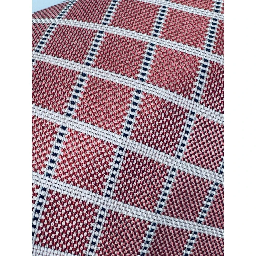 Brooks Brothers Makers Tie‎ Red White Blue Windowpane Silk USA Woven Classic